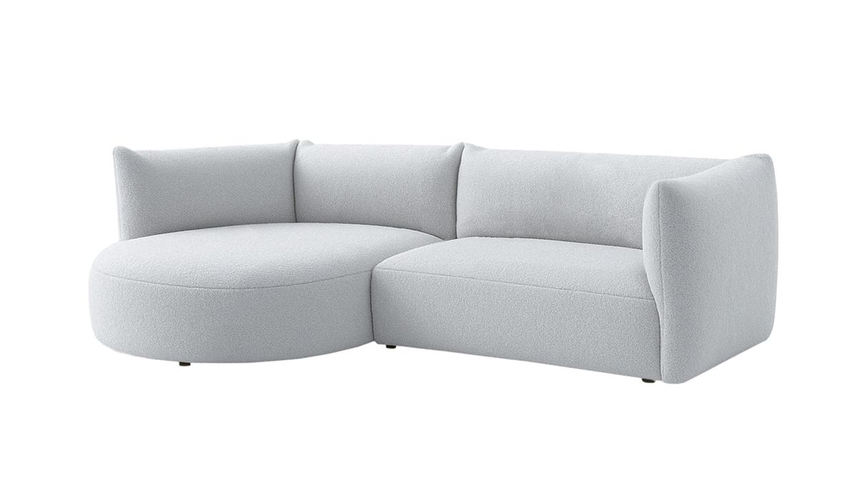 Canapé d’angle gauche Mollo moderne avec module ovale, Teddy dove - gris clair