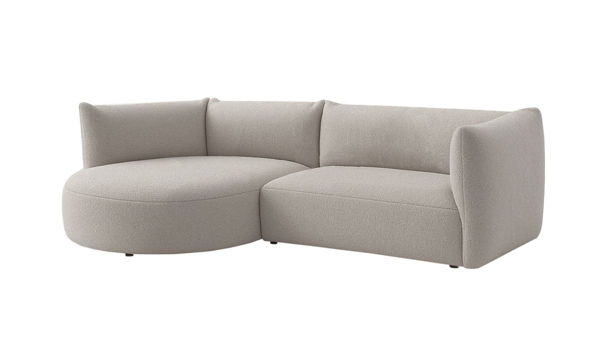 Canapé d’angle gauche Mollo moderne avec module ovale, Teddy mink - gris beige