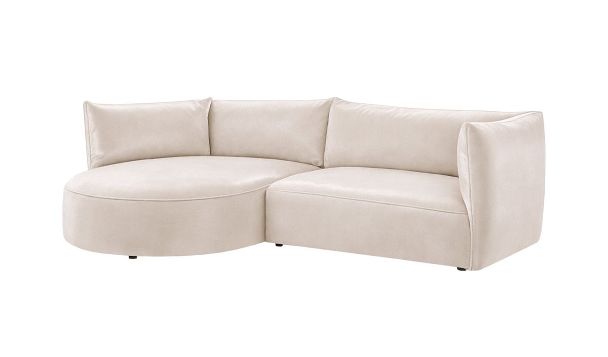 Canapé d’angle gauche Mollo moderne avec module ovale, beige clair - Velluto 2