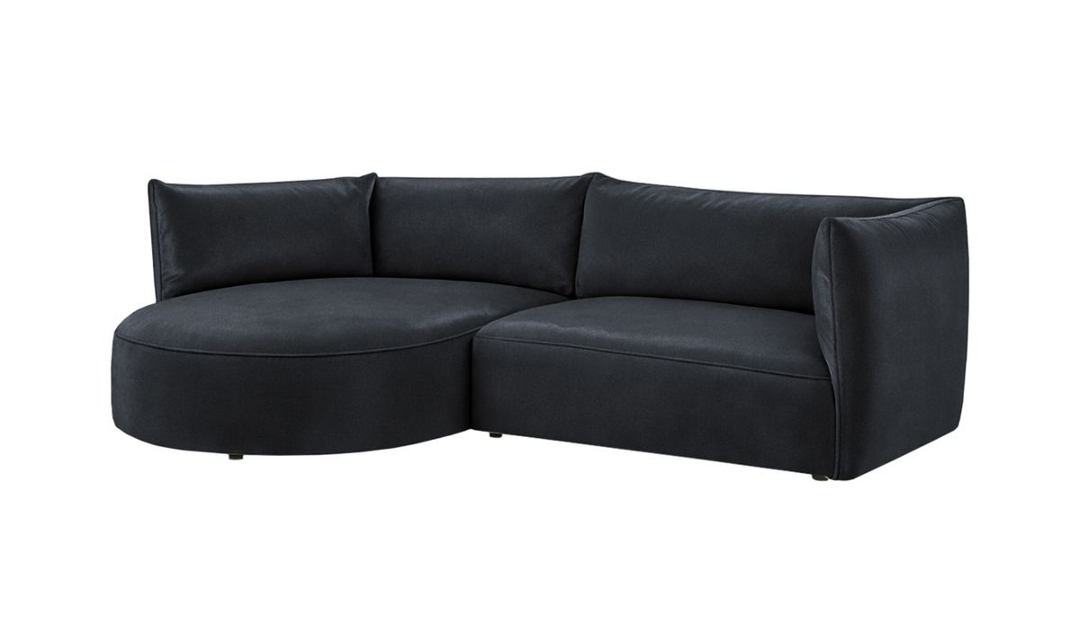 Canapé d’angle gauche Mollo moderne avec module ovale, noir - Velluto 20