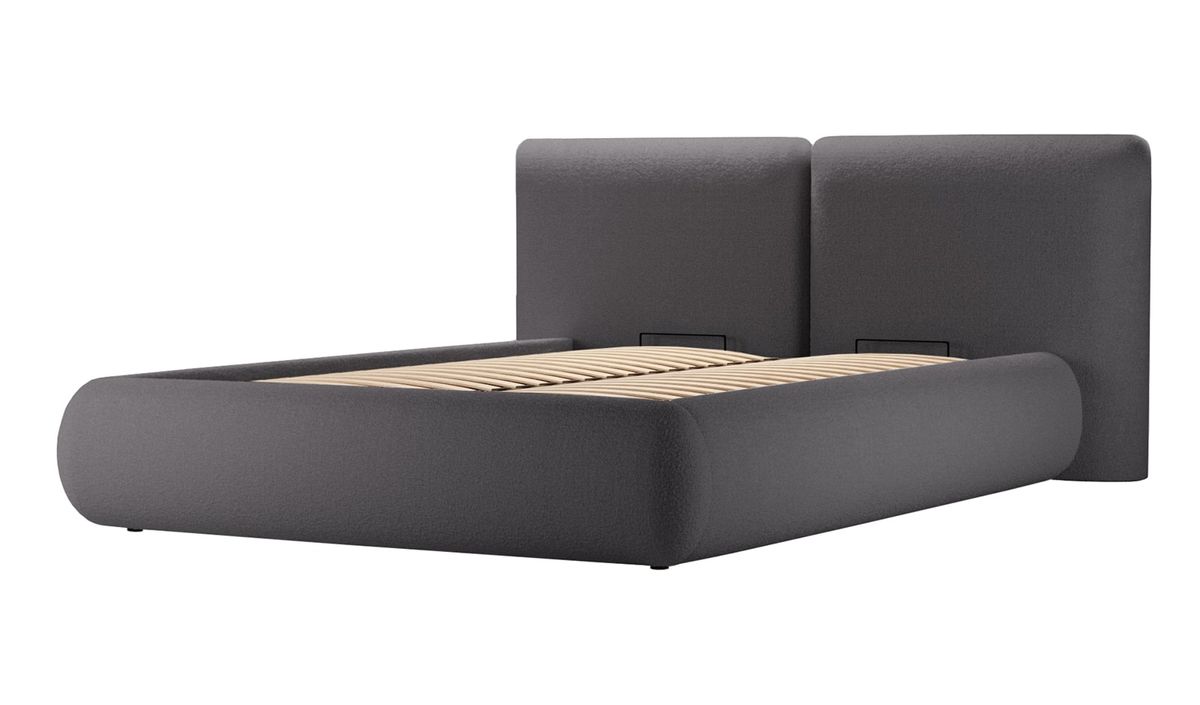Lit rembourré Agape 140x200cm avec sommier relevable et coffre de rangement — vue 7