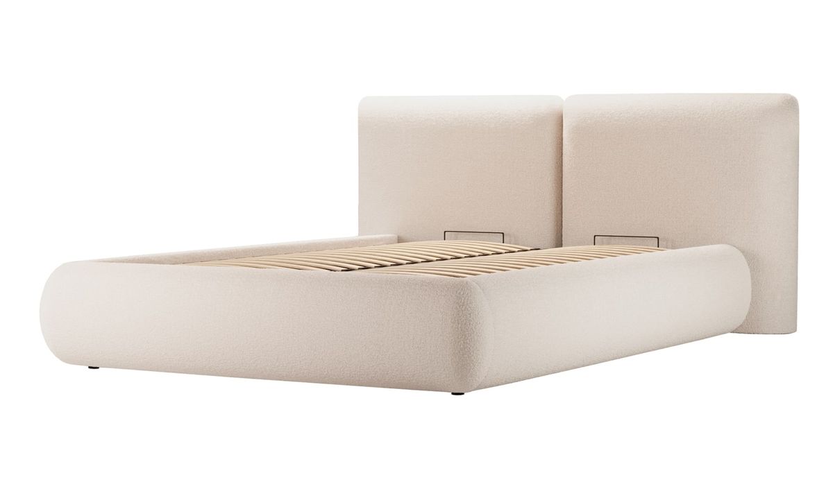 Lit rembourré Agape 140x200cm avec sommier relevable et coffre de rangement — vue 5