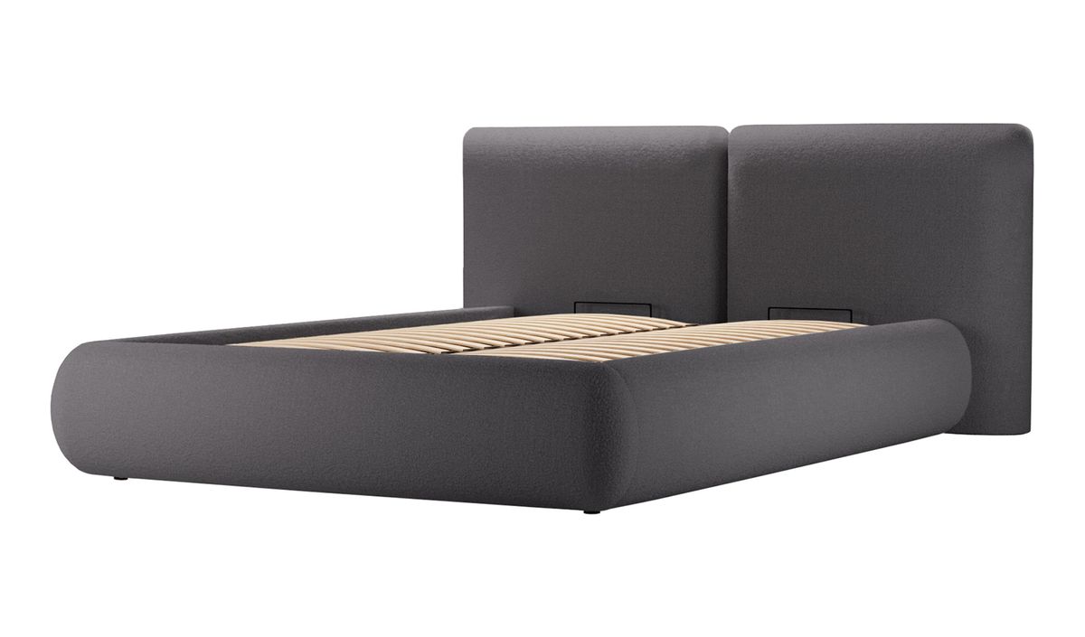 Lit rembourré Agape 160x200cm avec sommier relevable et coffre de rangement — vue 7