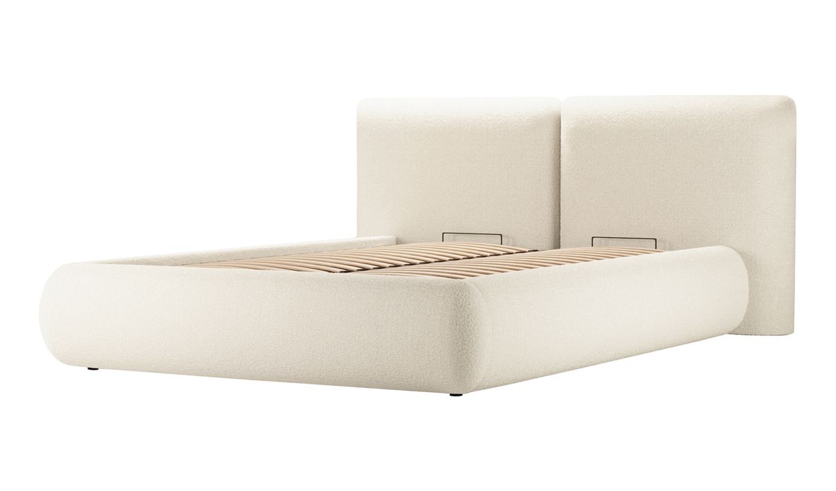 Lit rembourré Agape 160x200cm avec sommier relevable et coffre de rangement — vue 4