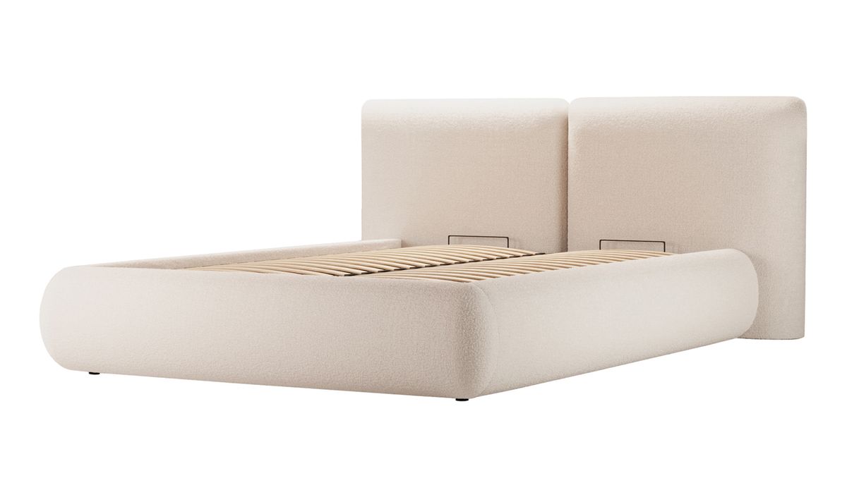 Lit rembourré Agape 160x200cm avec sommier relevable et coffre de rangement — vue 5