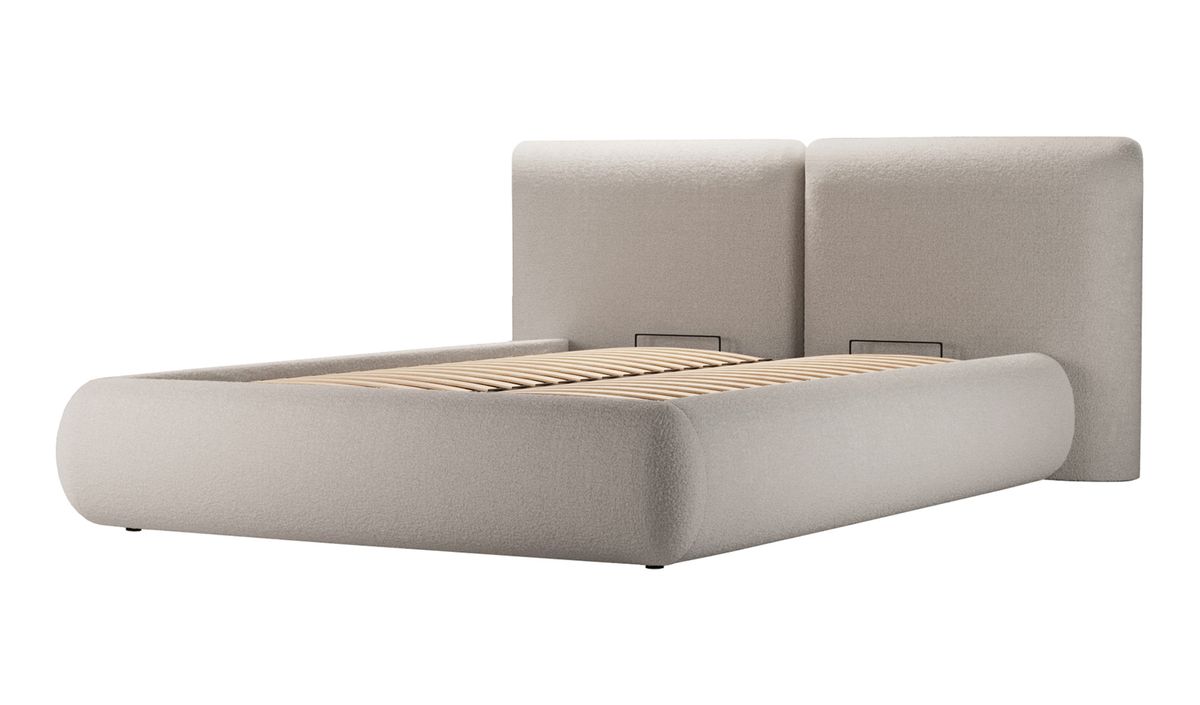 Lit rembourré Agape 160x200cm avec sommier relevable et coffre de rangement — vue 6