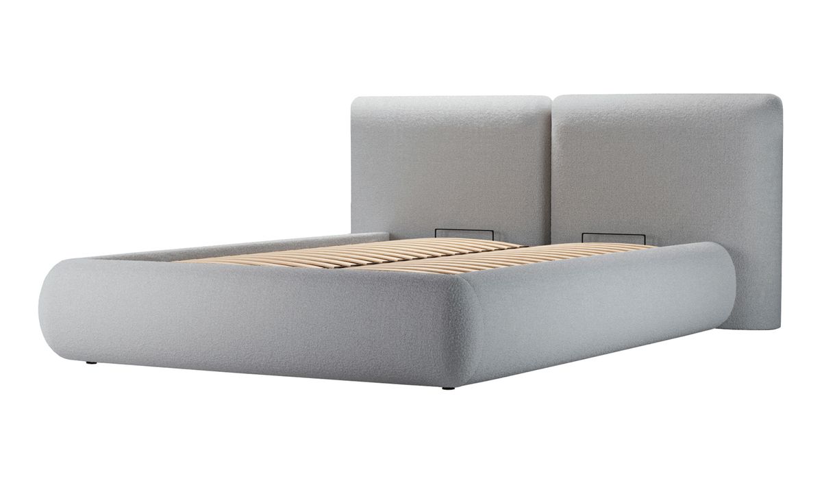 Lit rembourré Agape 160x200cm avec sommier relevable et coffre de rangement — vue 3
