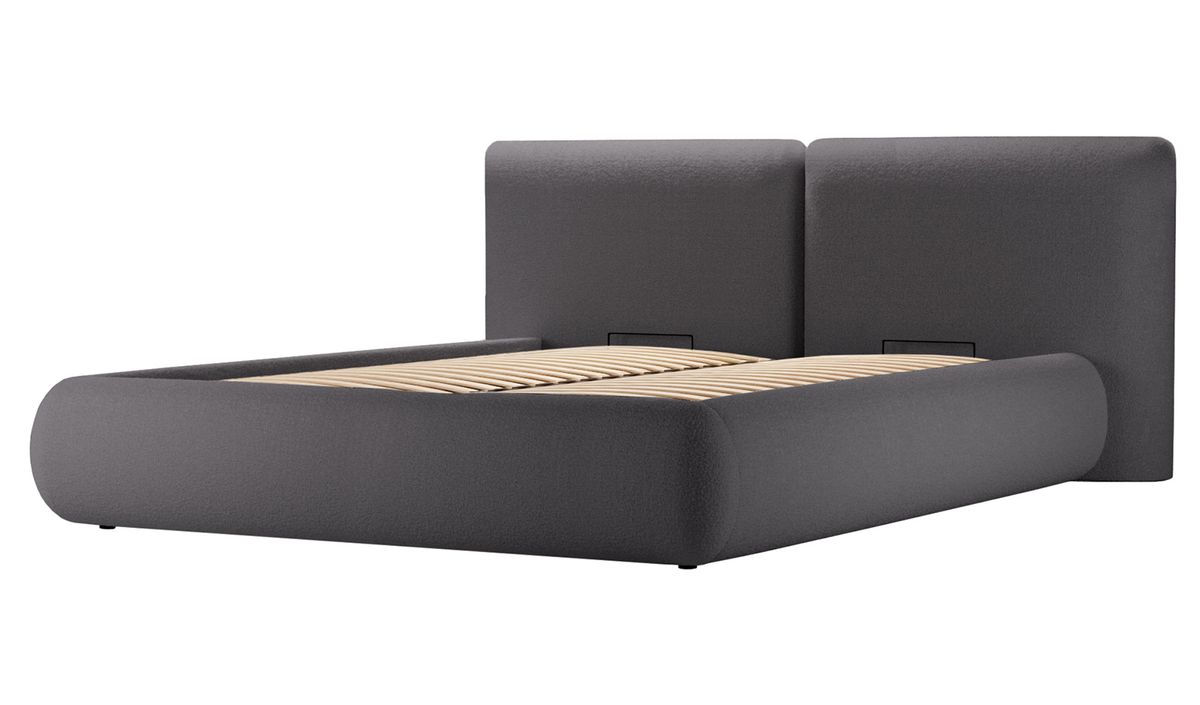Lit rembourré Agape 180x200cm avec sommier relevable et coffre de rangement — vue 7