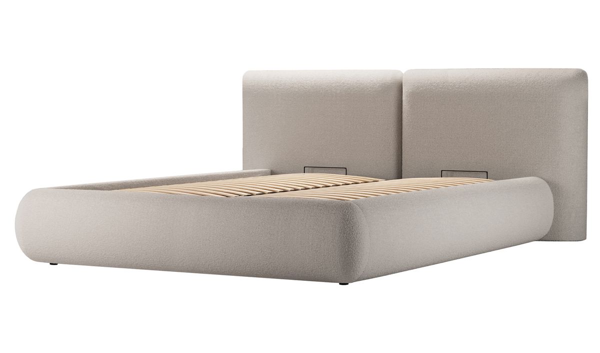 Lit rembourré Agape 180x200cm avec sommier relevable et coffre de rangement — vue 6