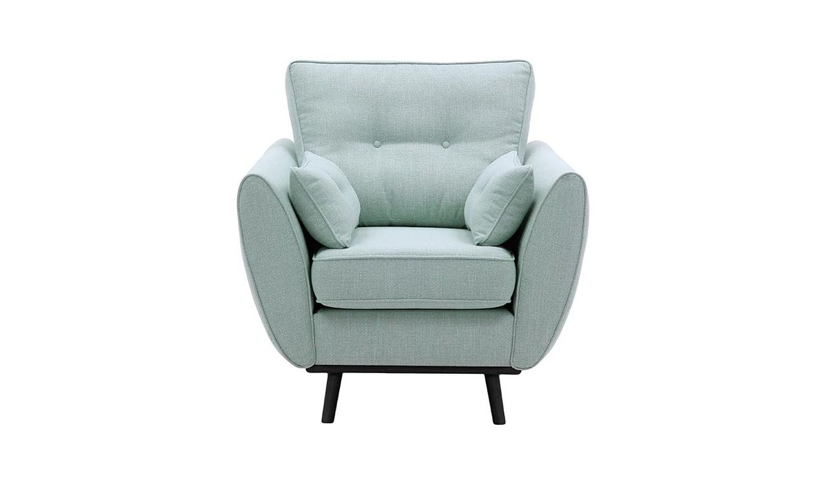 Fauteuil Zinola, bleu ciel - Ronda 70, Couleur des pieds: Noir