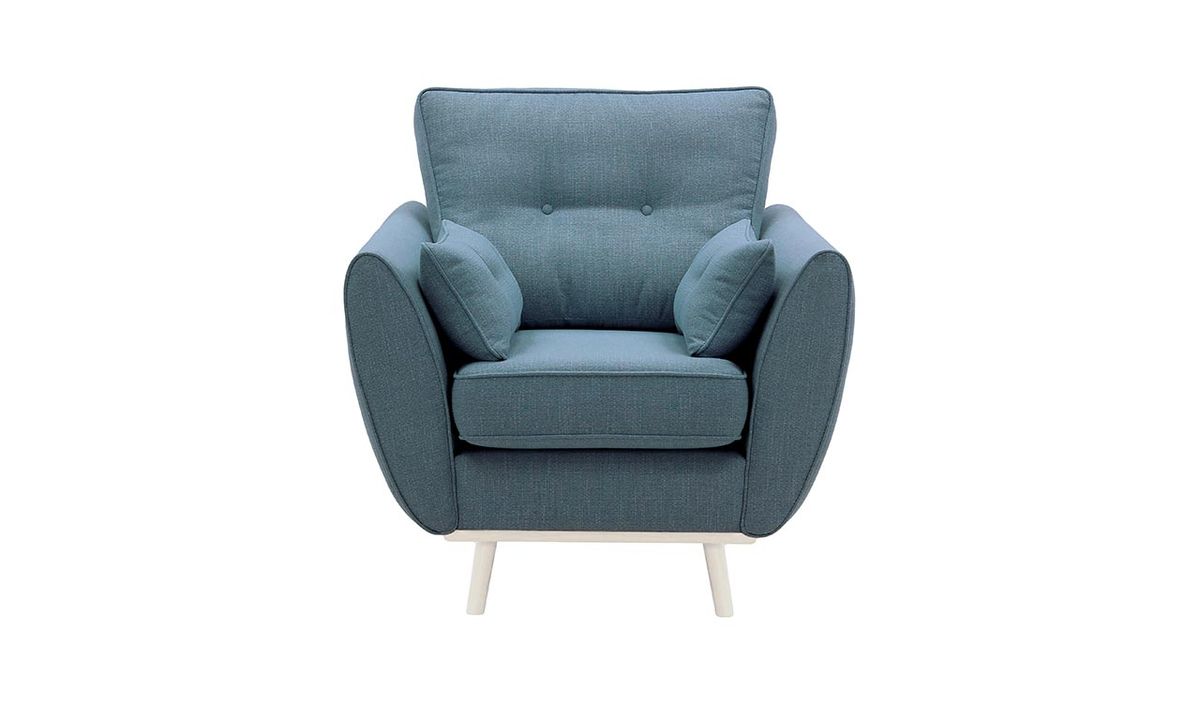Fauteuil Zinola, bleu - Ronda 79, Couleur des pieds: Blanc