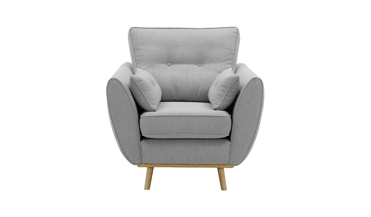 Fauteuil Zinola, gris - Ronda 88, Couleur des pieds: Chêne clair