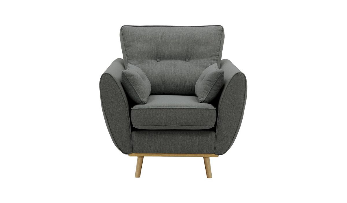 Fauteuil Zinola, gris foncé - Ronda 99, Couleur des pieds: Chêne clair