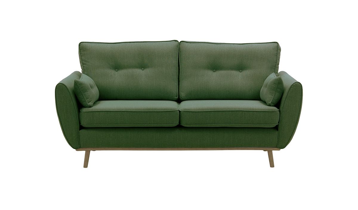 Canapé trois places Zinola, vert - Ronda 39, Couleur des pieds: Noir wax