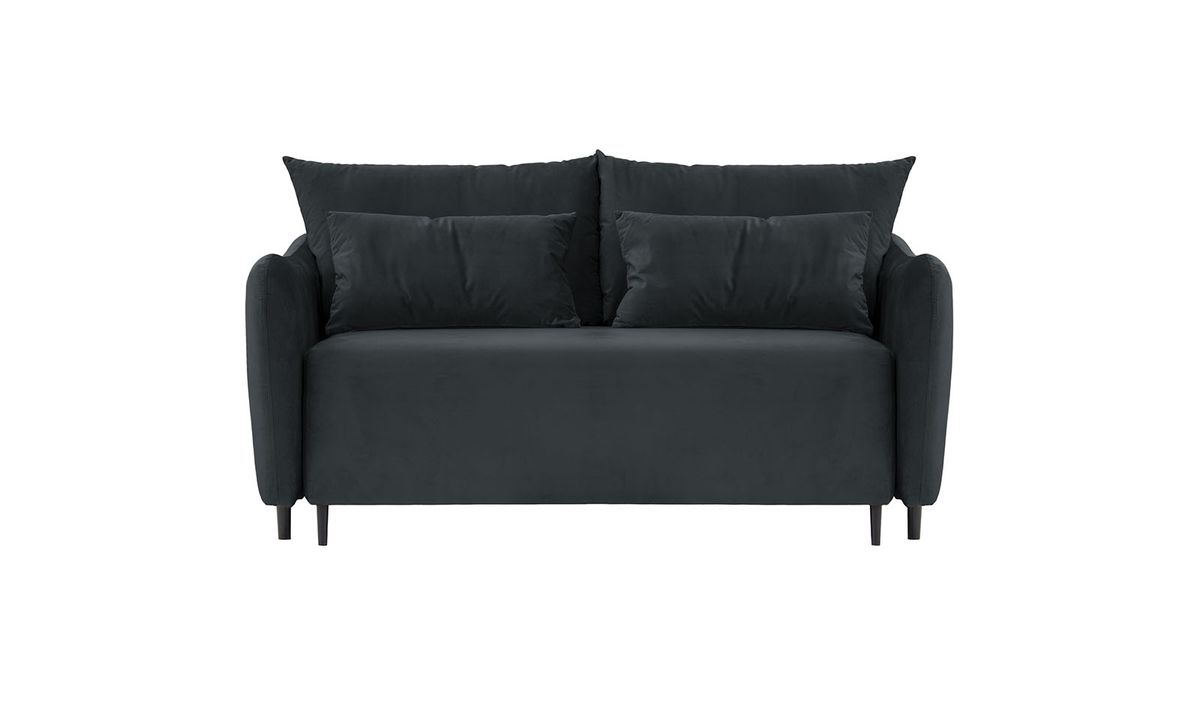 Canapé convertible deux places Zoya, noir - Velluto 20, Couleur des pieds: Noir