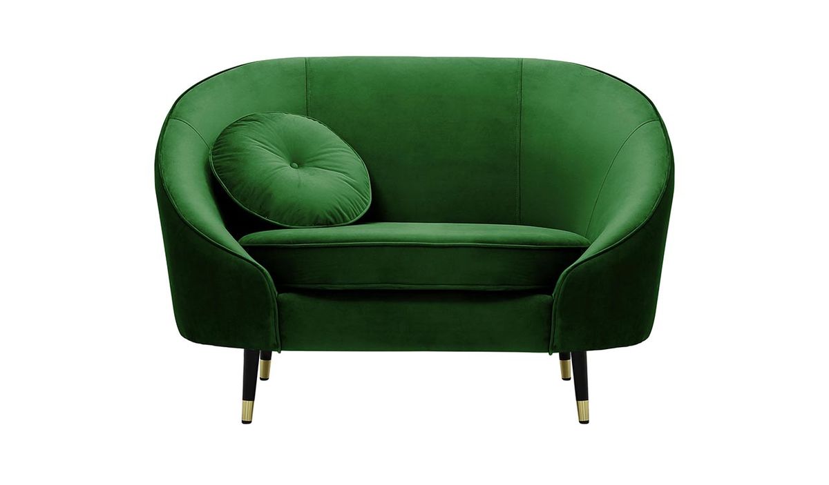Fauteuil Kooper, vert foncé - Velluto 10, Couleur des pieds: Noir avec pourtour doré