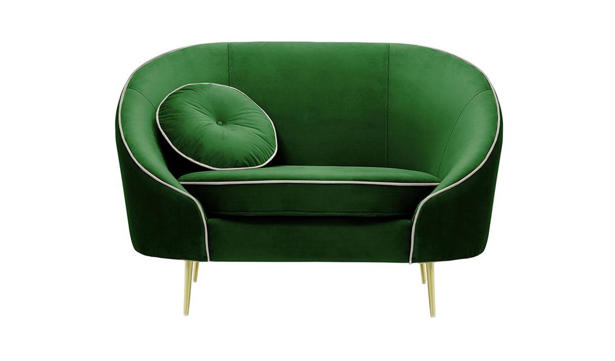 Fauteuil Kooper, vert foncé - Velluto 10, Couleur des pieds: Métal doré