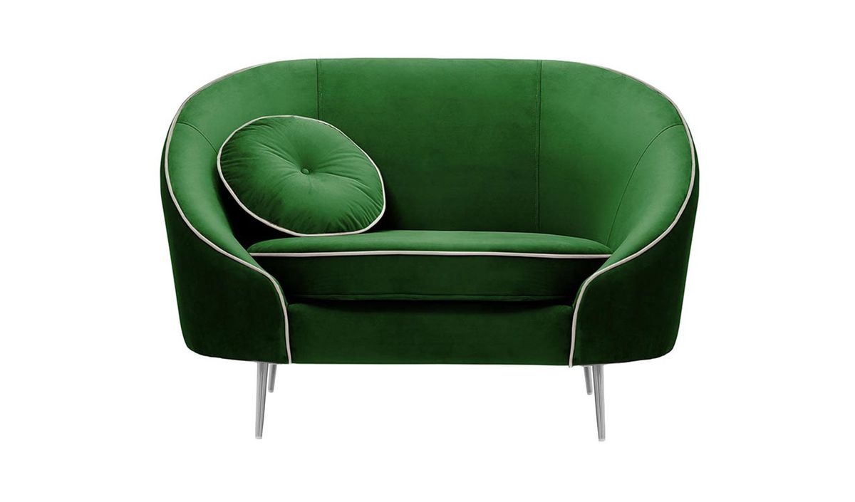 Fauteuil Kooper, vert foncé - Velluto 10, Couleur des pieds: Métal chromé