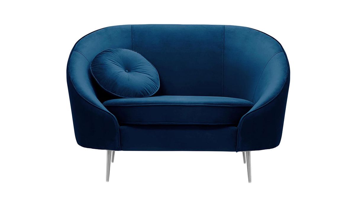 Fauteuil Kooper, bleu - Velluto 11, Couleur des pieds: Métal chromé