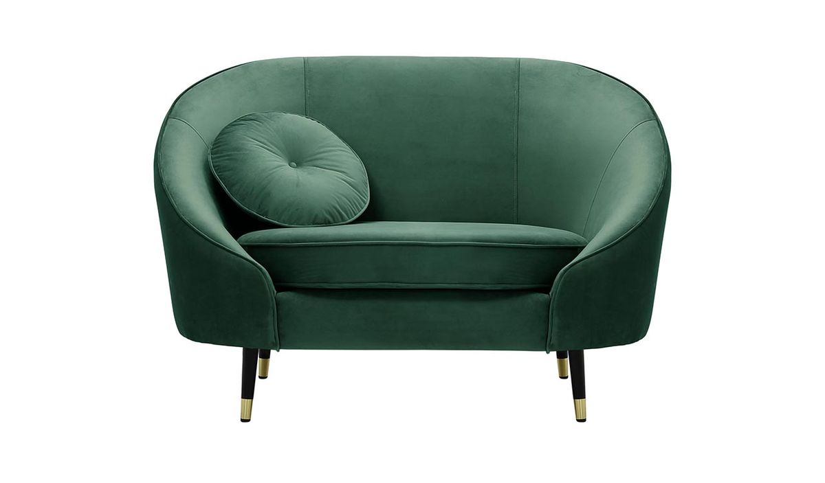 Fauteuil Kooper, bleu - Velluto 12, Couleur des pieds: Noir avec pourtour doré