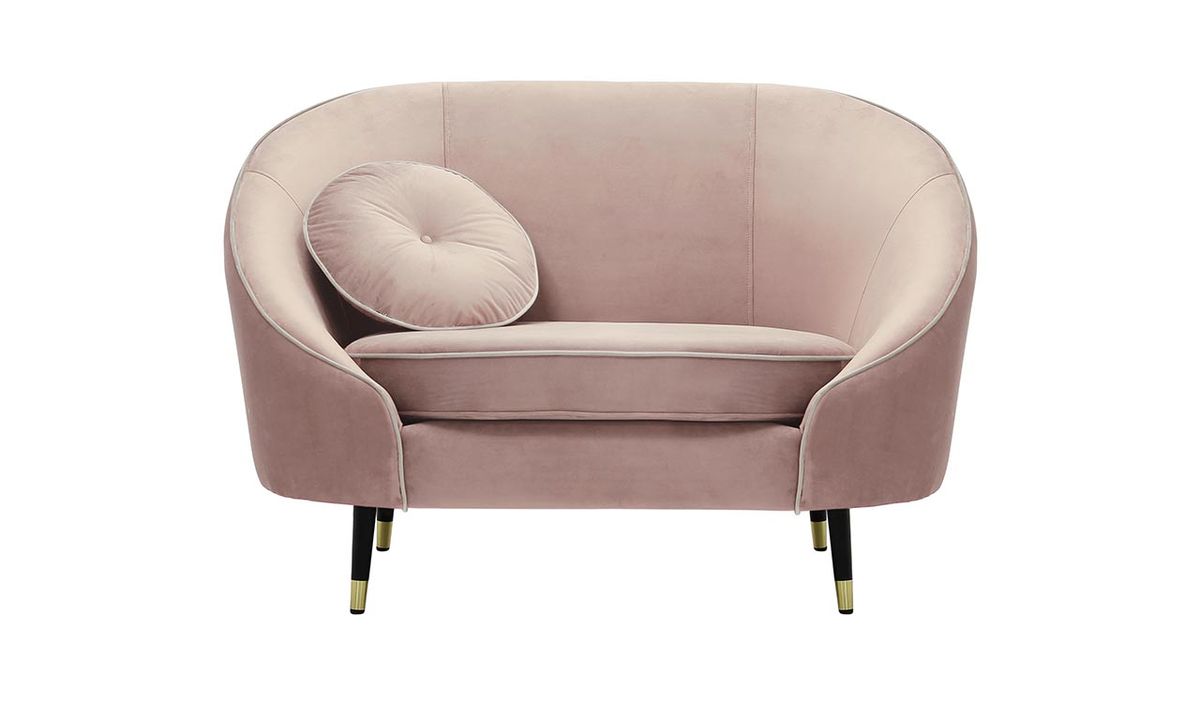 Fauteuil Kooper, lila/rose - Velluto 14, Couleur des pieds: Noir avec pourtour doré