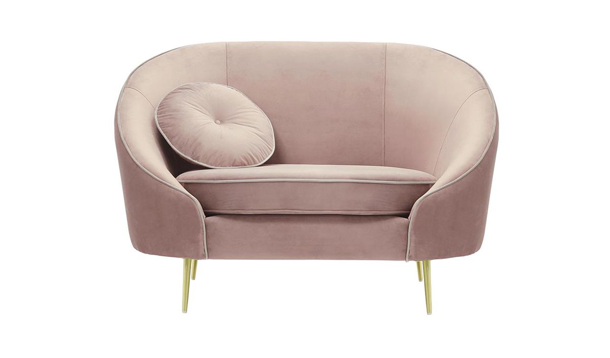 Fauteuil Kooper, lila/rose - Velluto 14, Couleur des pieds: Métal doré