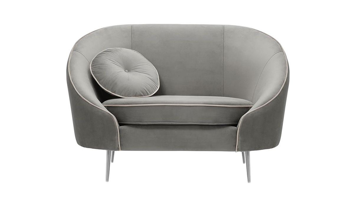 Fauteuil Kooper, gris clair - Velluto 15, Couleur des pieds: Métal chromé