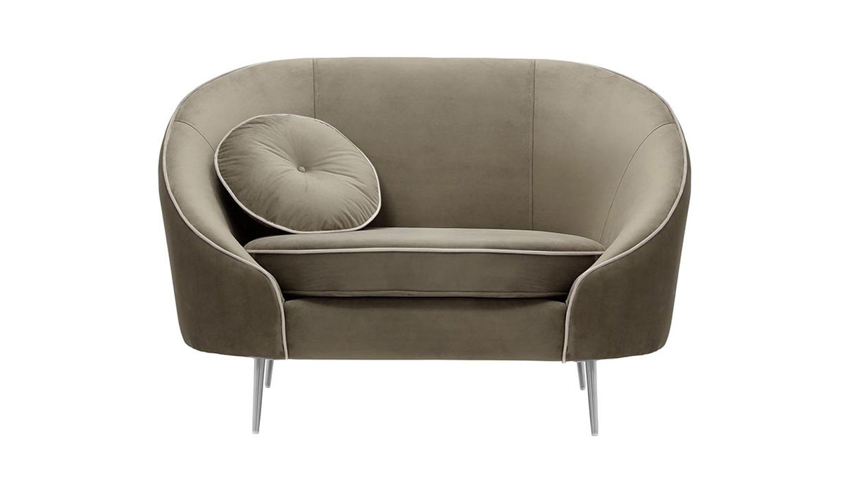 Fauteuil Kooper, gris éléphant - Velluto 17, Couleur des pieds: Métal chromé