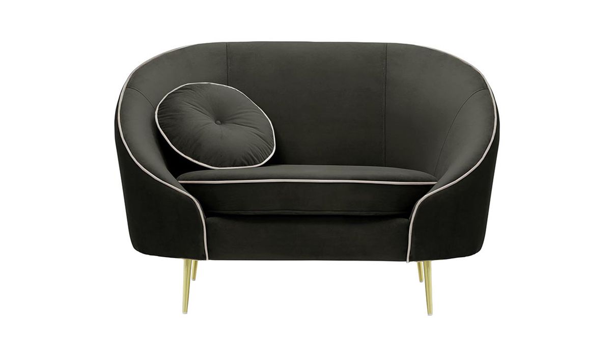 Fauteuil Kooper, graphite - Velluto 19, Couleur des pieds: Métal doré