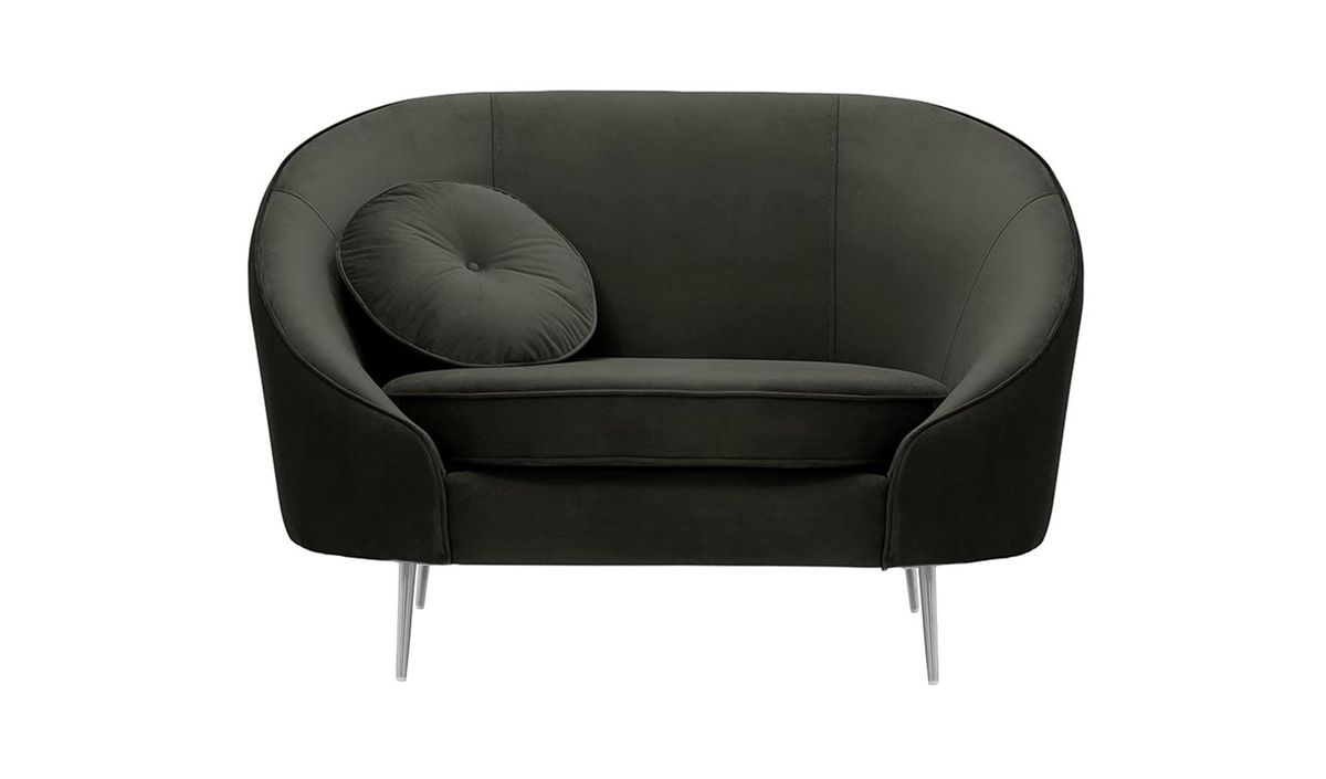 Fauteuil Kooper, graphite - Velluto 19, Couleur des pieds: Métal chromé