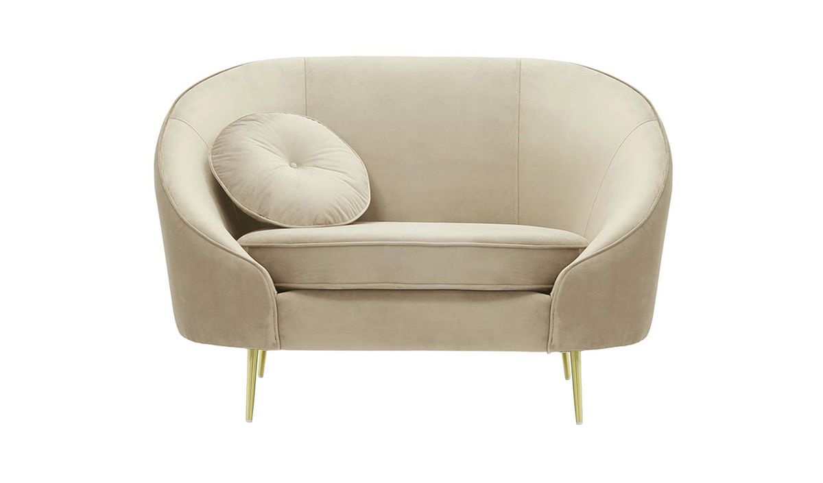 Fauteuil Kooper, beige clair - Velluto 2, Couleur des pieds: Métal doré