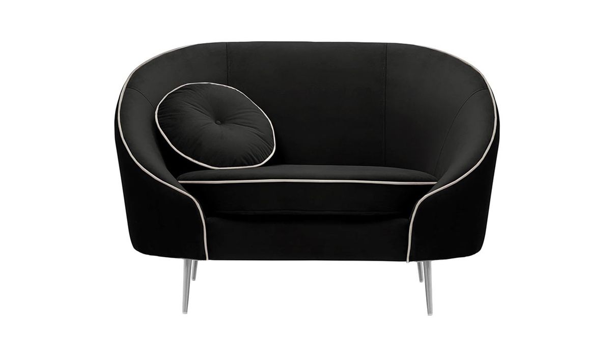 Fauteuil Kooper, noir - Velluto 20, Couleur des pieds: Métal chromé
