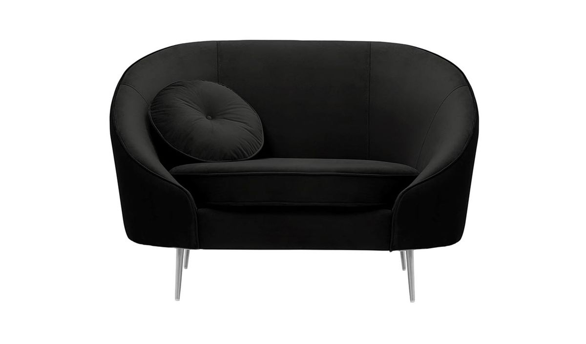 Fauteuil Kooper, noir - Velluto 20, Couleur des pieds: Métal chromé