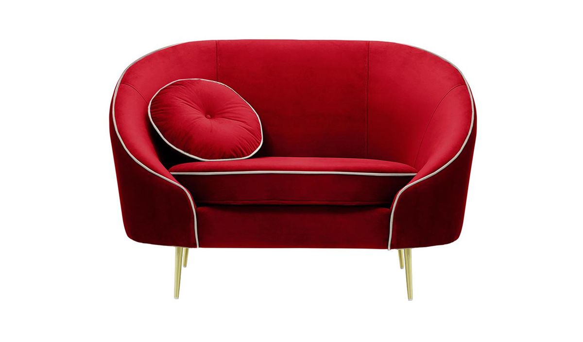 Fauteuil Kooper, rouge - Velluto 7, Couleur des pieds: Métal doré