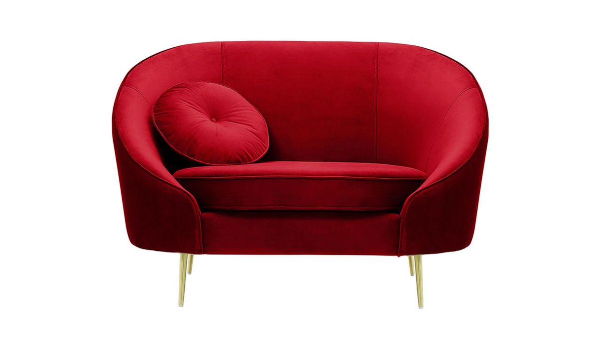 Fauteuil Kooper, rouge - Velluto 7, Couleur des pieds: Métal doré