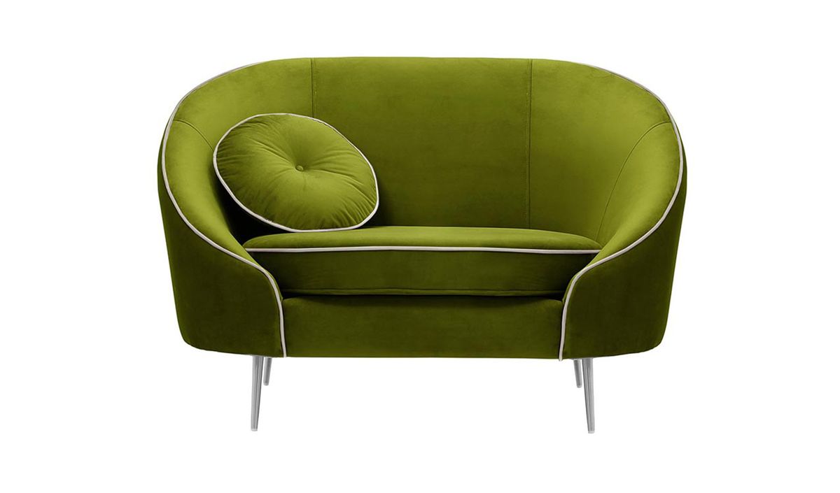 Fauteuil Kooper, olive - Velluto 9, Couleur des pieds: Métal chromé