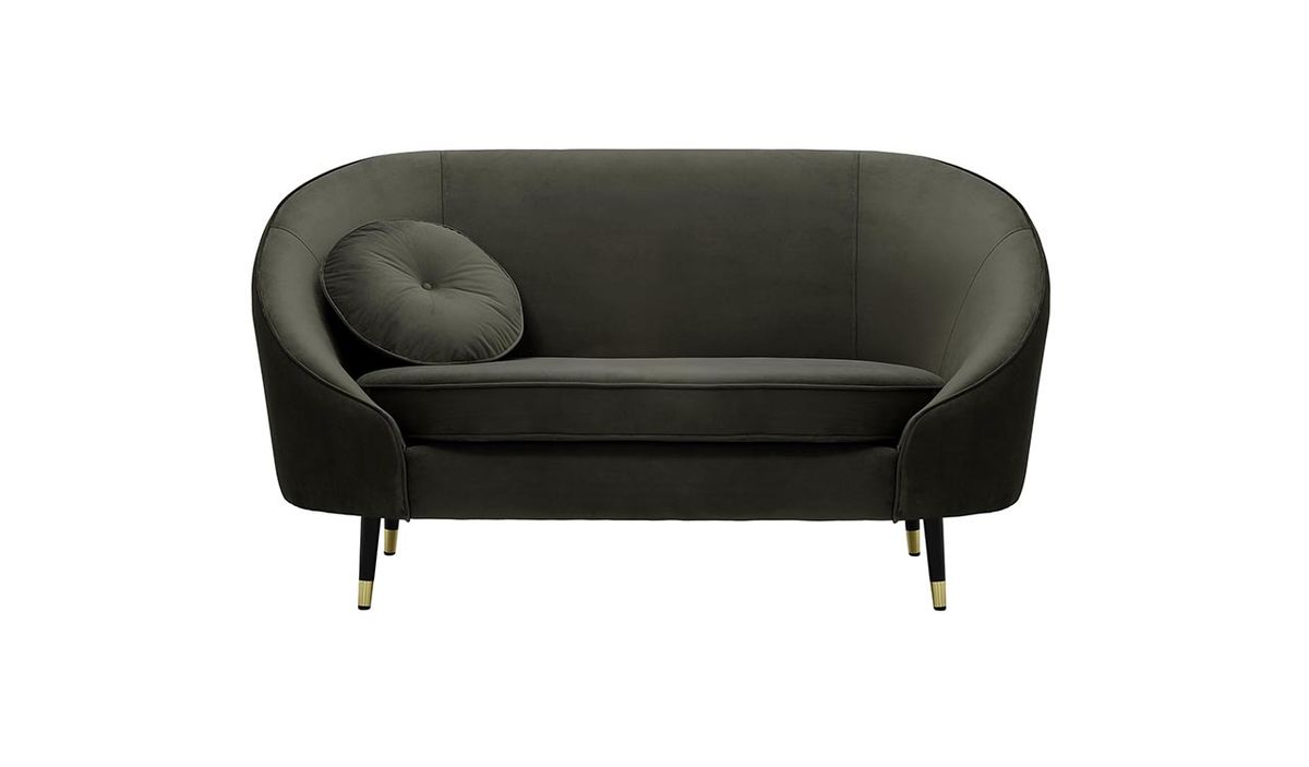 Canapé deux places Kooper, graphite - Velluto 19, Couleur des pieds: Noir avec pourtour doré