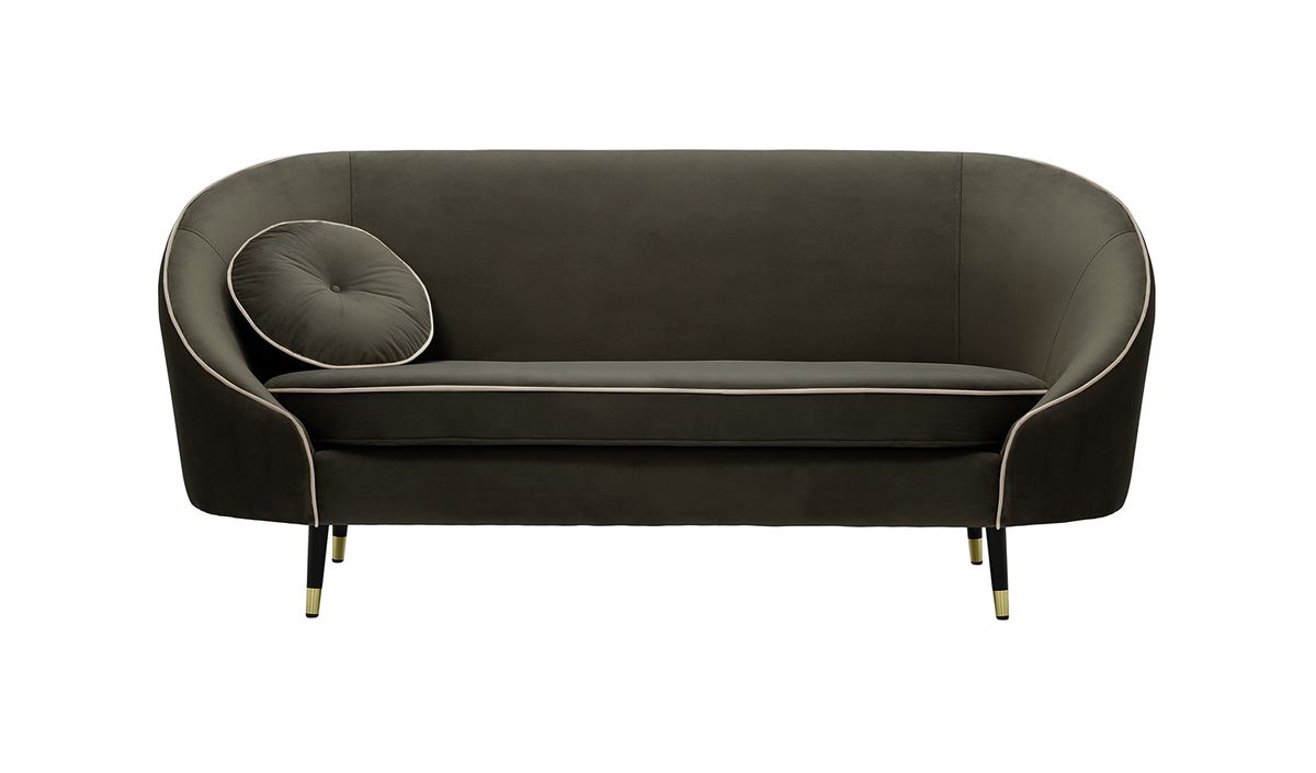 Canapé 2,5 places Kooper, graphite - Velluto 19, Couleur des pieds: Noir avec pourtour doré
