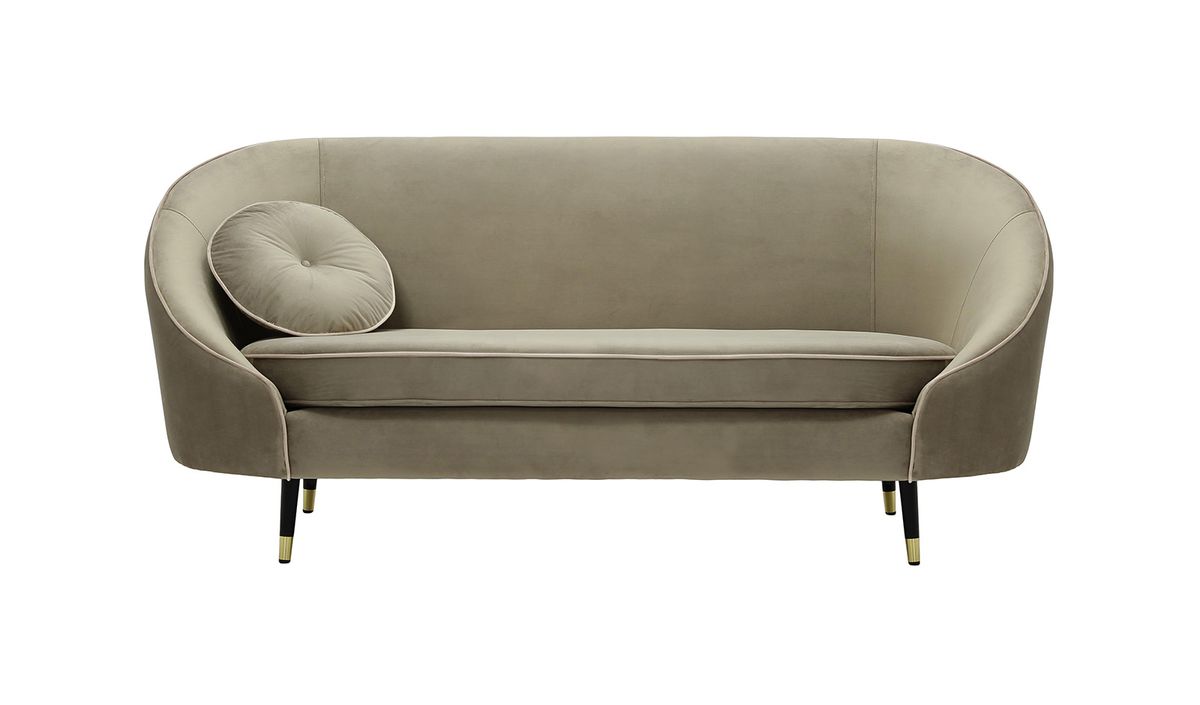 Canapé 2,5 places Kooper, beige - Velluto 3, Couleur des pieds: Noir avec pourtour doré
