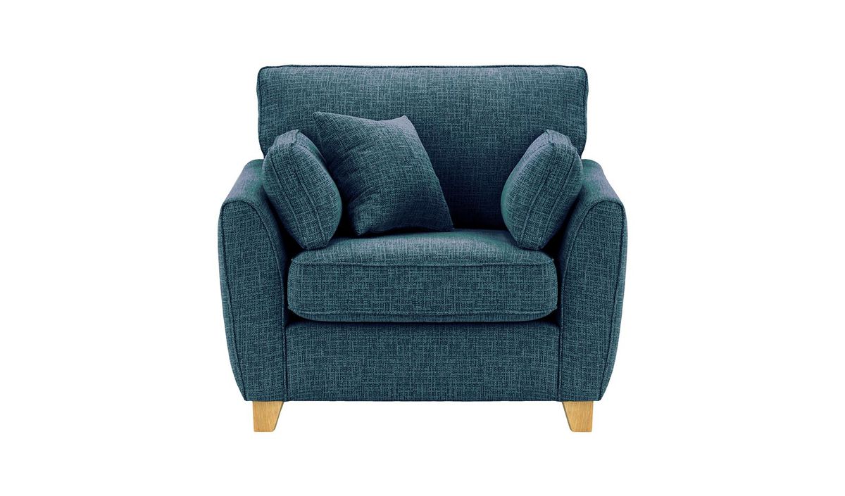 Fauteuil James, Vitolini 335-0722 - Bleu Marine, Couleur des pieds: Chêne clair