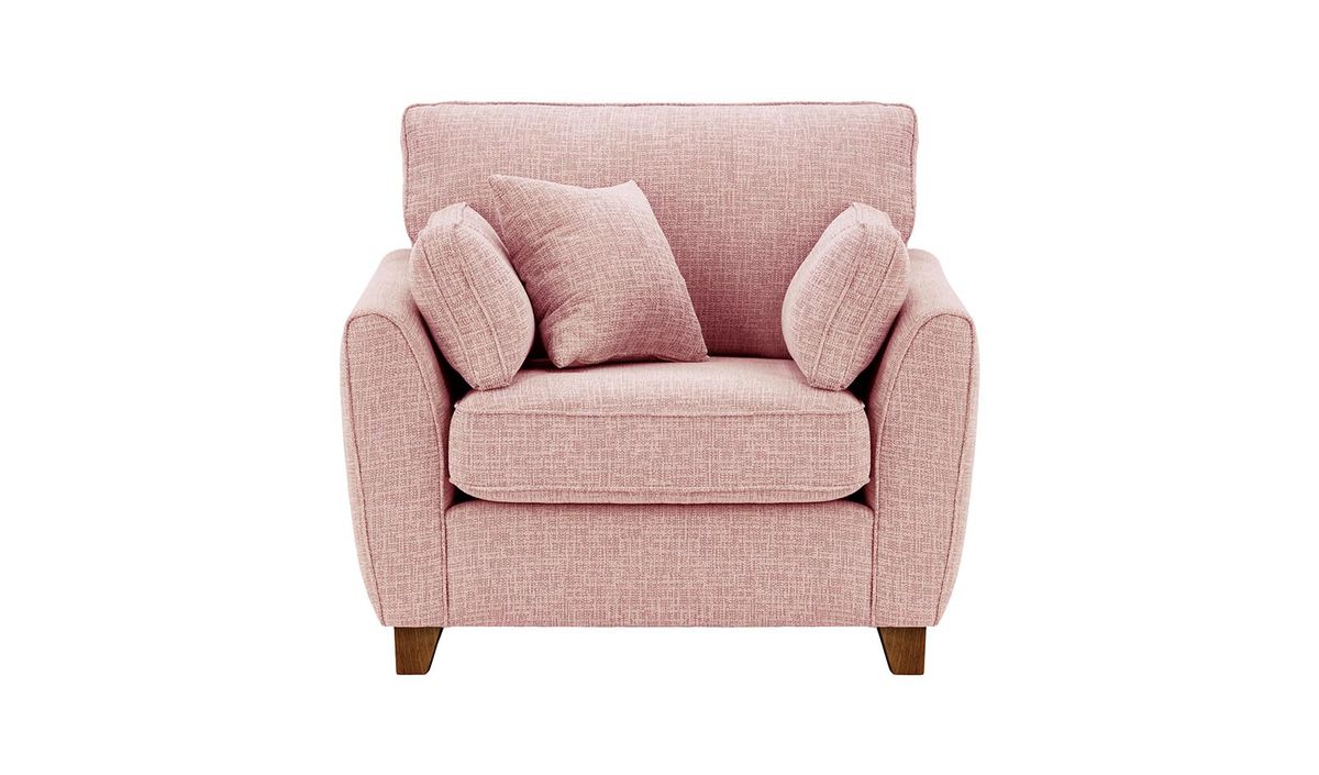 Fauteuil James, Vitolini 336-1036 - Rose, Couleur des pieds: Chêne foncé