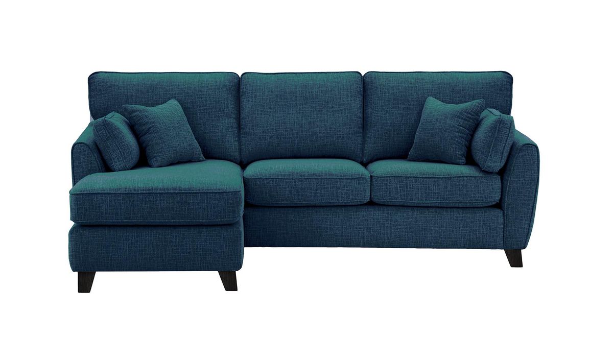 Canapé d’angle gauche James, Vitolini 335-0722 - Bleu Marine, Couleur des pieds: Noir
