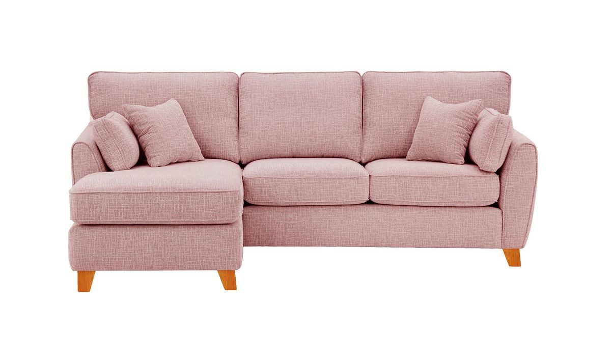 Canapé d’angle gauche James, Vitolini 336-1036 - Rose, Couleur des pieds: aveo