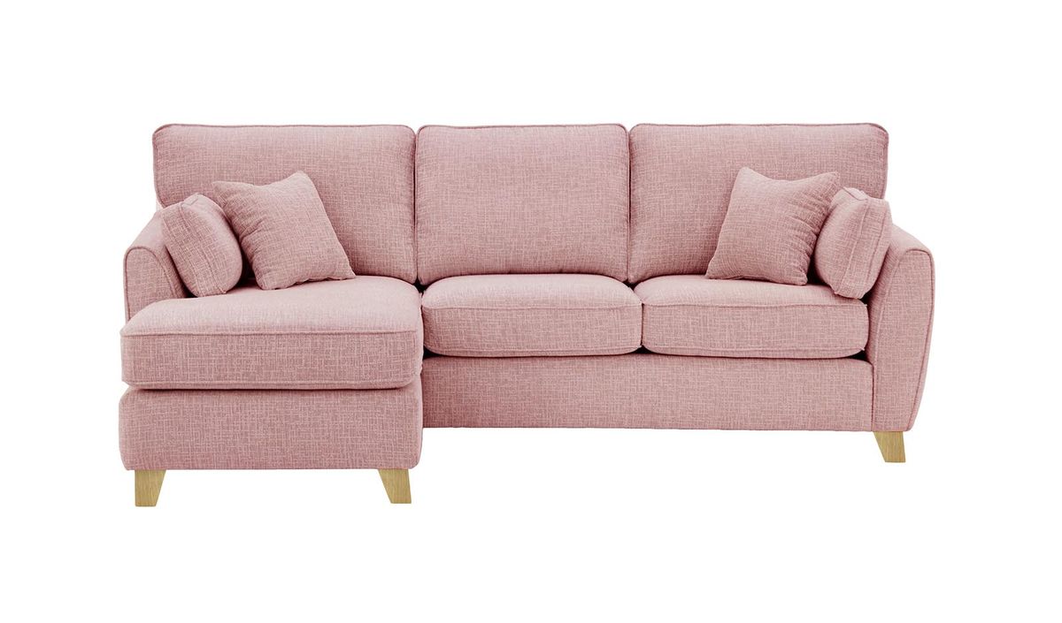 Canapé d’angle gauche James, Vitolini 336-1036 - Rose, Couleur des pieds: Noir wax
