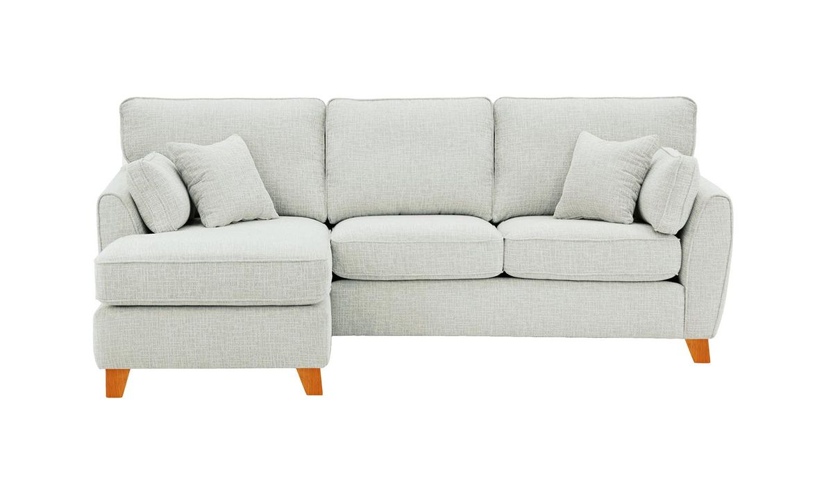 Canapé d’angle gauche James, Vitolini 361-0104 - Blanc, Couleur des pieds: aveo
