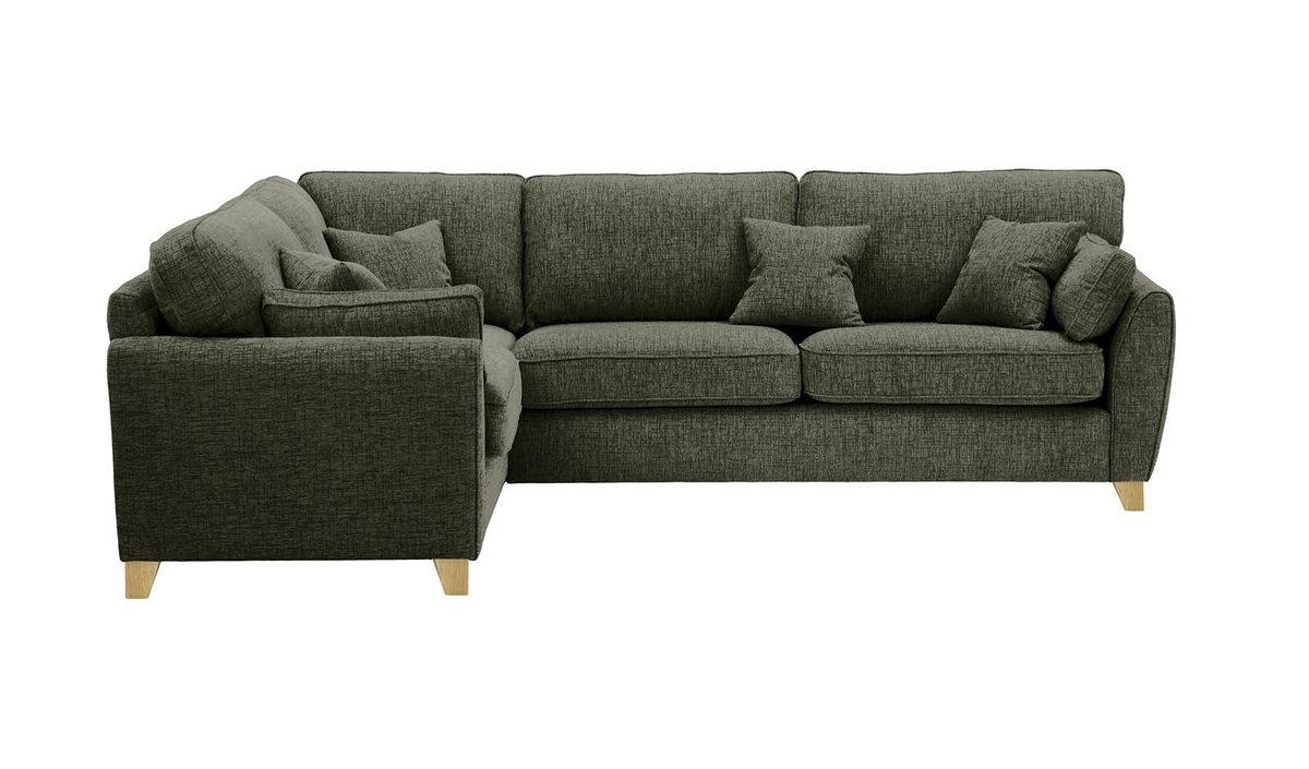 Grand canapé d’angle gauche James, Vitolini 097-1714 - Gris, Couleur des pieds: Noir wax