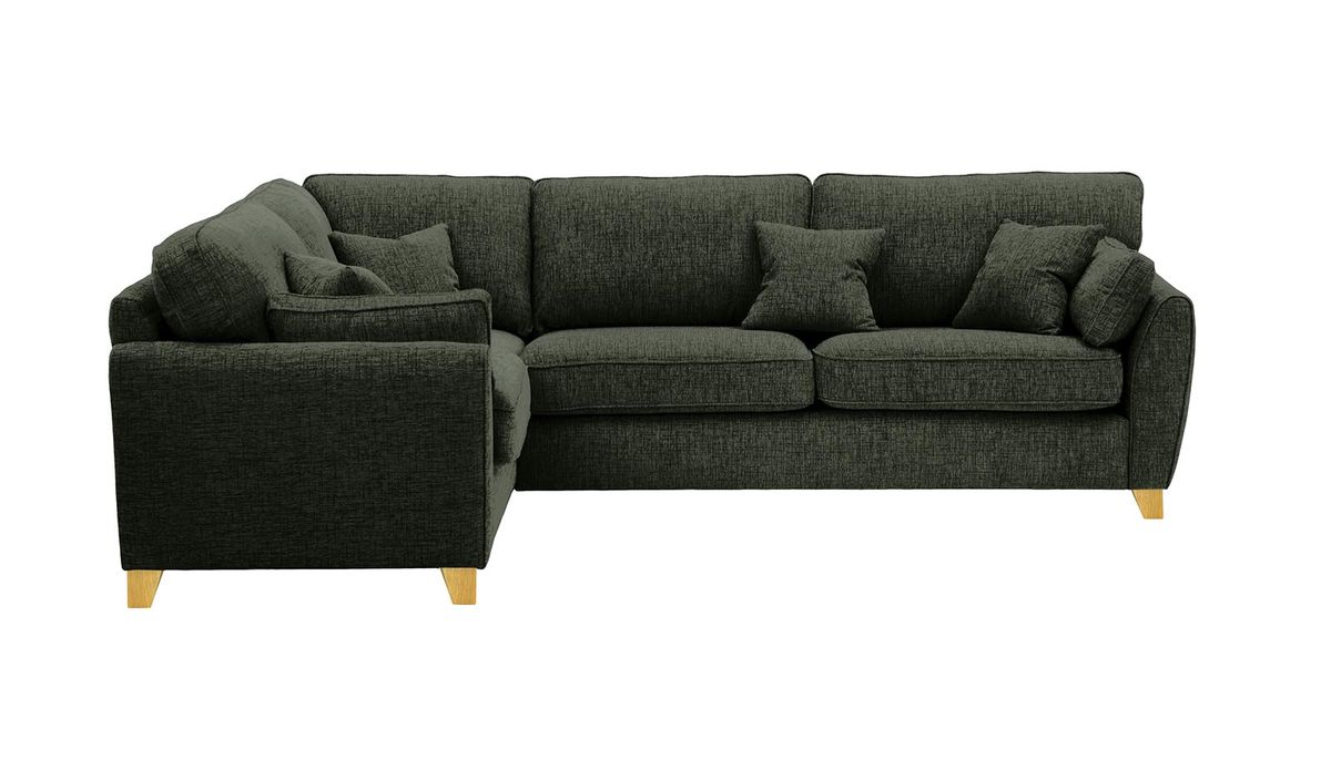 Grand canapé d’angle gauche James, Vitolini 097-1731 - Charbon, Couleur des pieds: Chêne clair