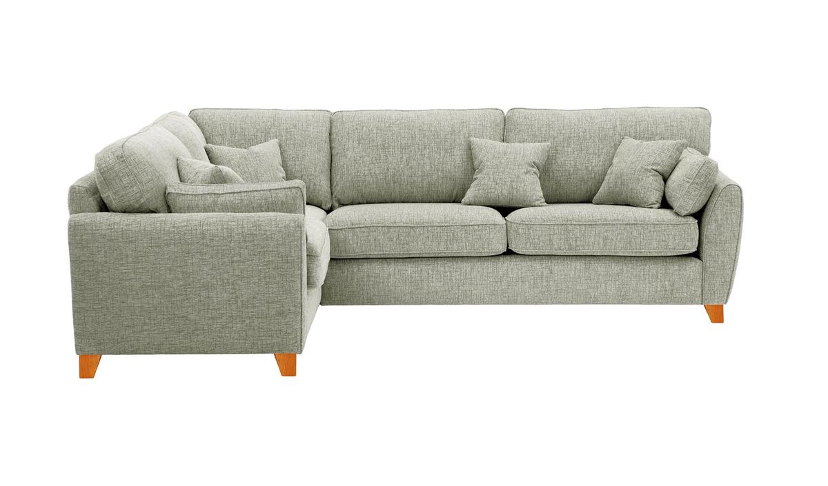Grand canapé d’angle gauche James, Vitolini 335-0723 - Gris Clair, Couleur des pieds: aveo
