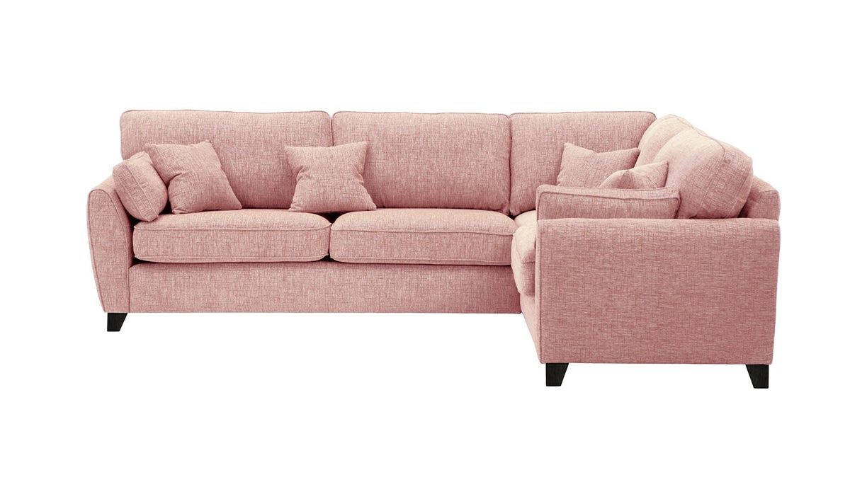 Grand canapé d’angle droit James, Vitolini 336-1036 - Rose, Couleur des pieds: Noir