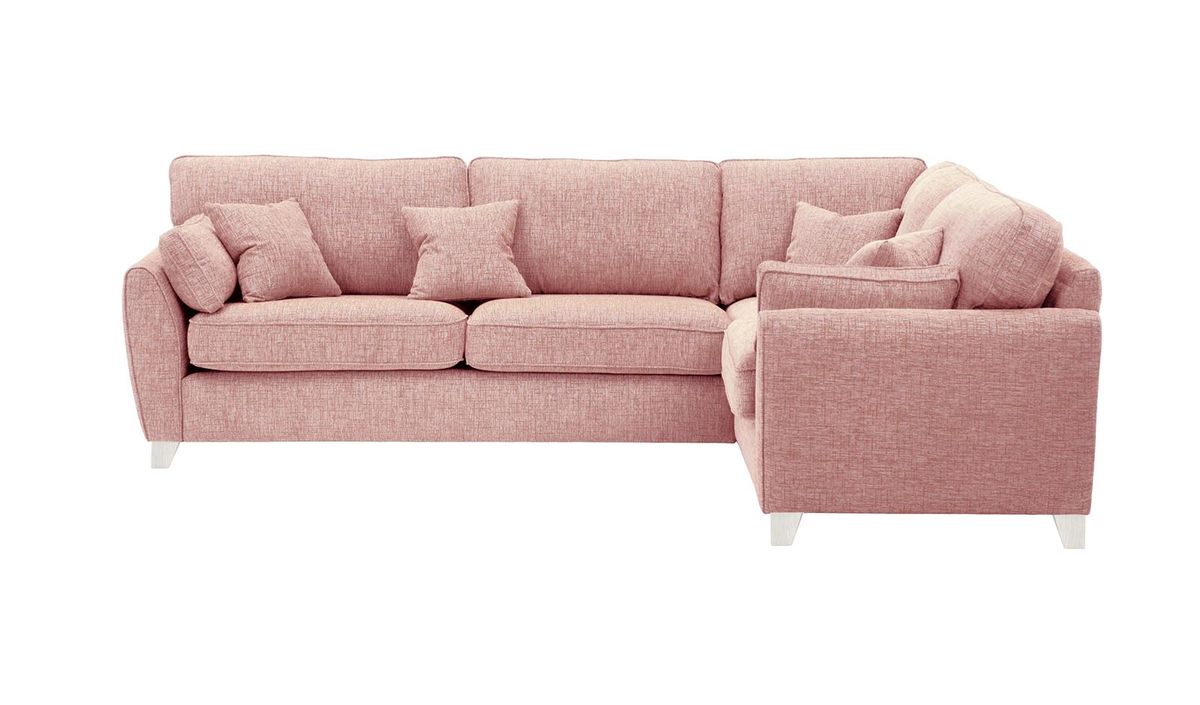 Grand canapé d’angle droit James, Vitolini 336-1036 - Rose, Couleur des pieds: Blanc